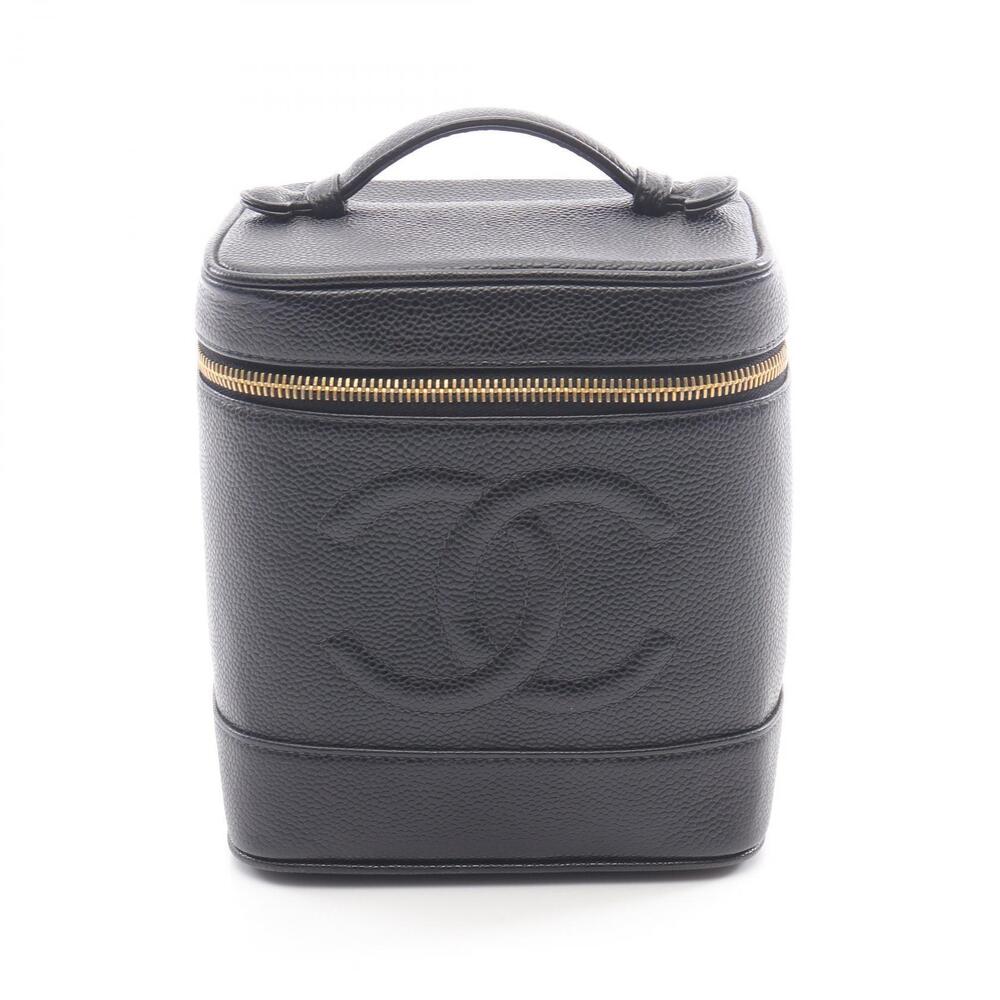 Chanel Coco Mark Handbag Leather Grained Calfskin Black